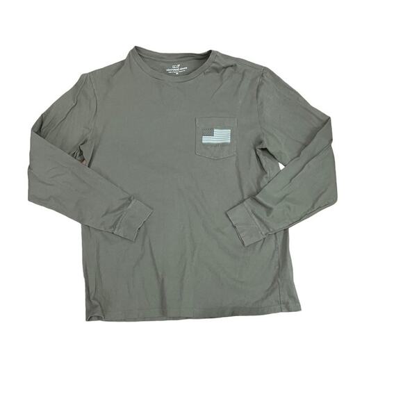 Vineyard Vines Men’s Tonal Flag Long Sleeve Pocket Tee Shirt Medium - Picture 1 of 3